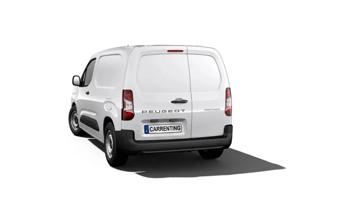 Peugeot Partner Furgón Diesel 1.5 BlueHDI S&S Standard 600kg 100 (MERCANCÍAS PROPIAS) en renting en Barcelona — Trasera